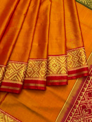 Maroon Green Musterd Ganga Jamuna plain Patola Saree