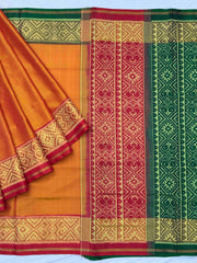 Maroon Green Musterd Ganga Jamuna plain Patola Saree