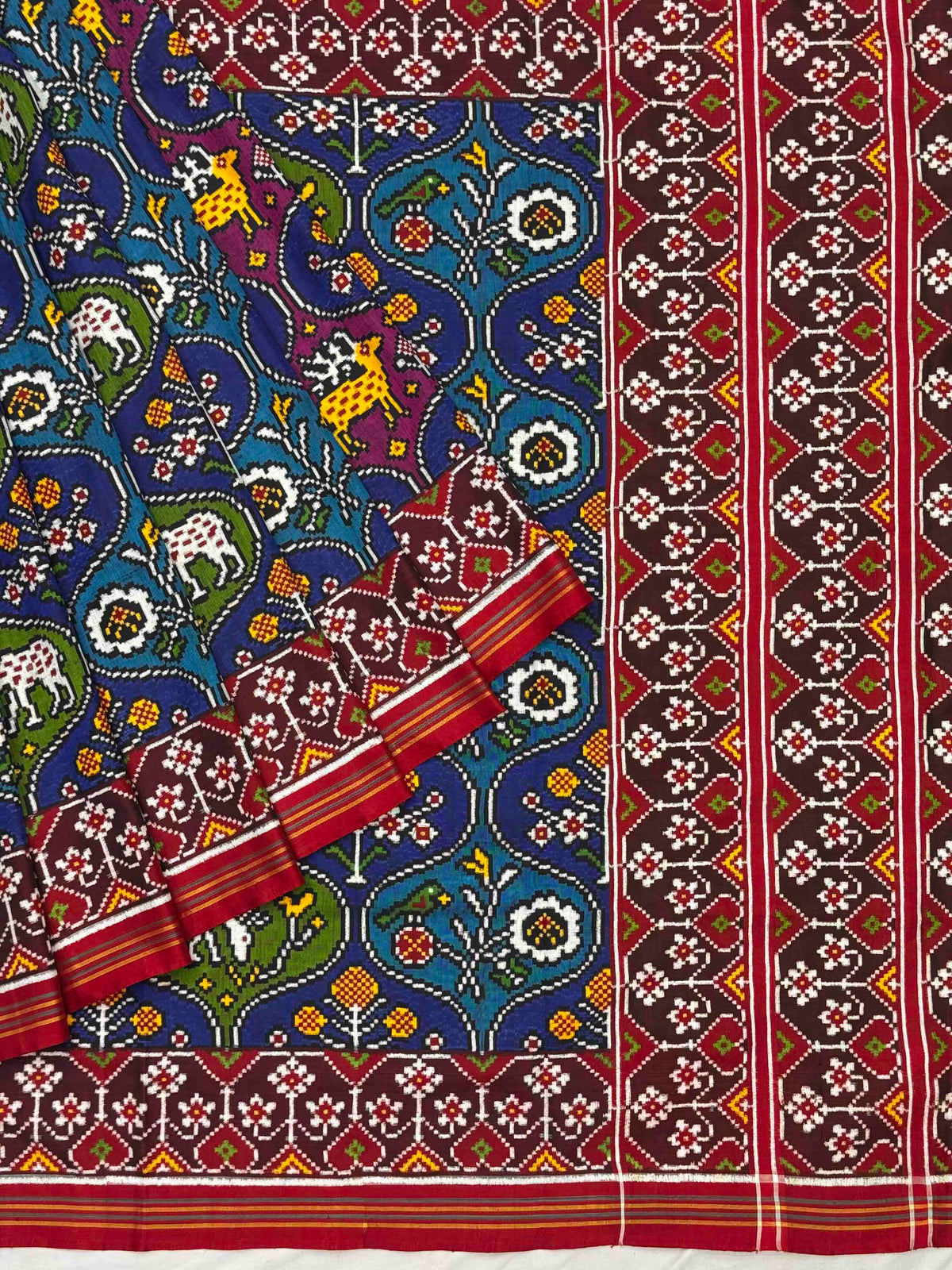 Red with multi motifs multi colour Patan Patola