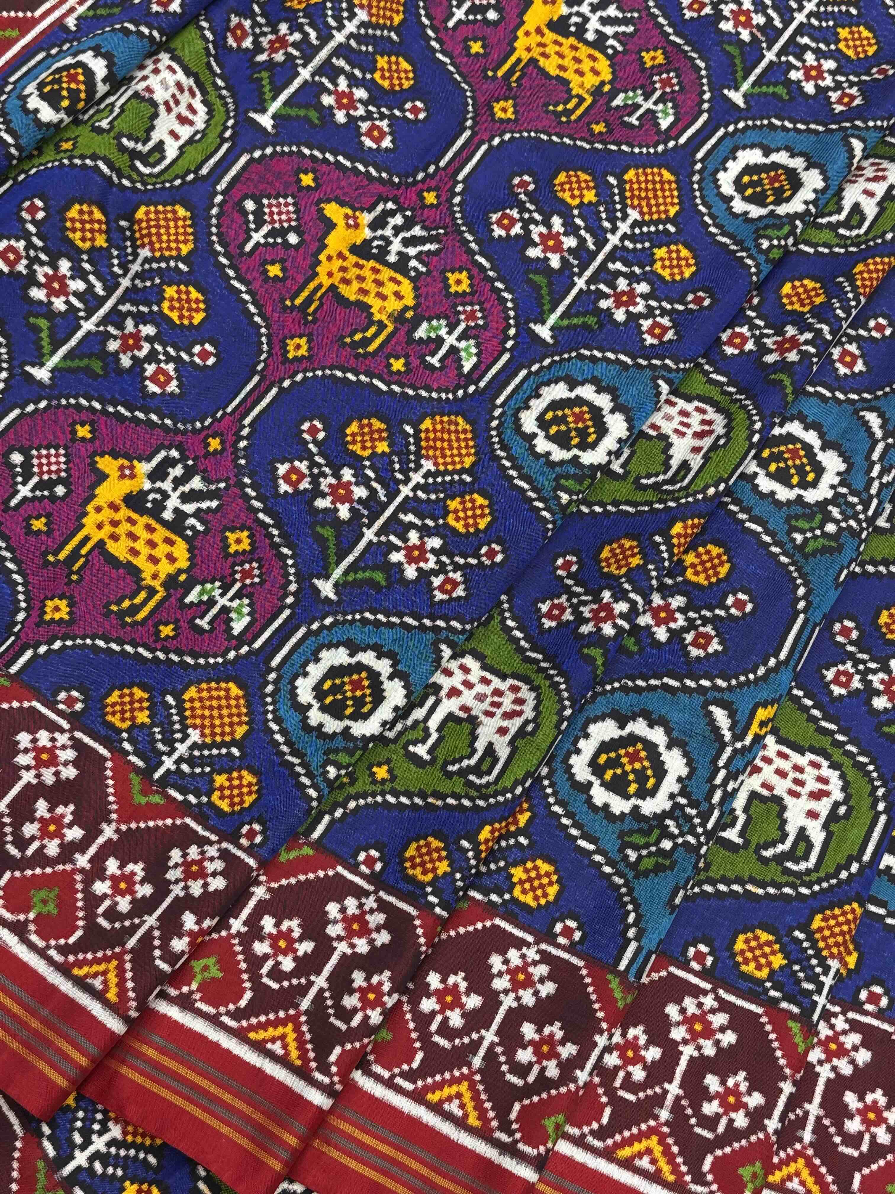Red with multi motifs multi colour Patan Patola