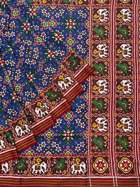 Maroon & Blue Navrtan Patan Patola