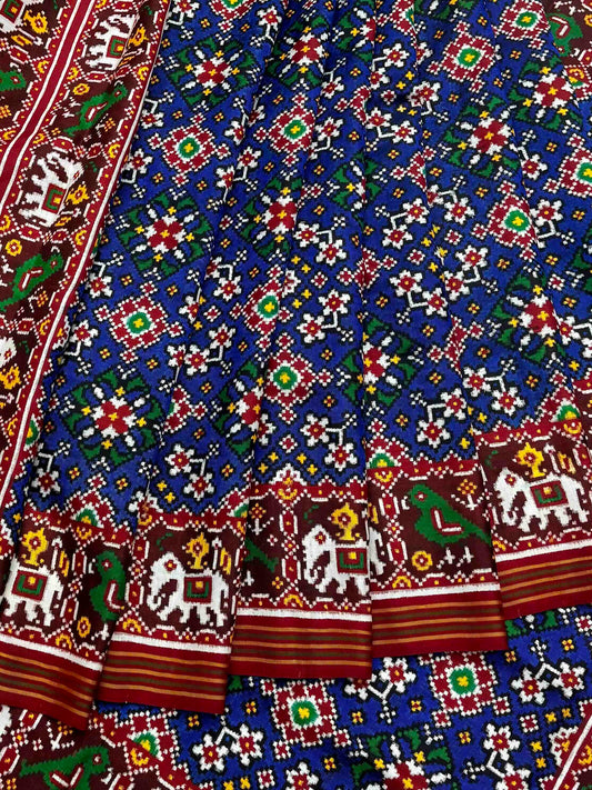 Maroon & Blue Navrtan Patan Patola
