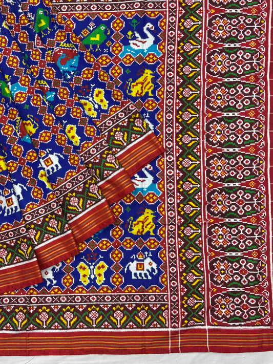 Red & Blue multi 9 figure Patan Patola