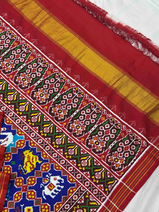 Red & Blue multi 9 figure Patan Patola