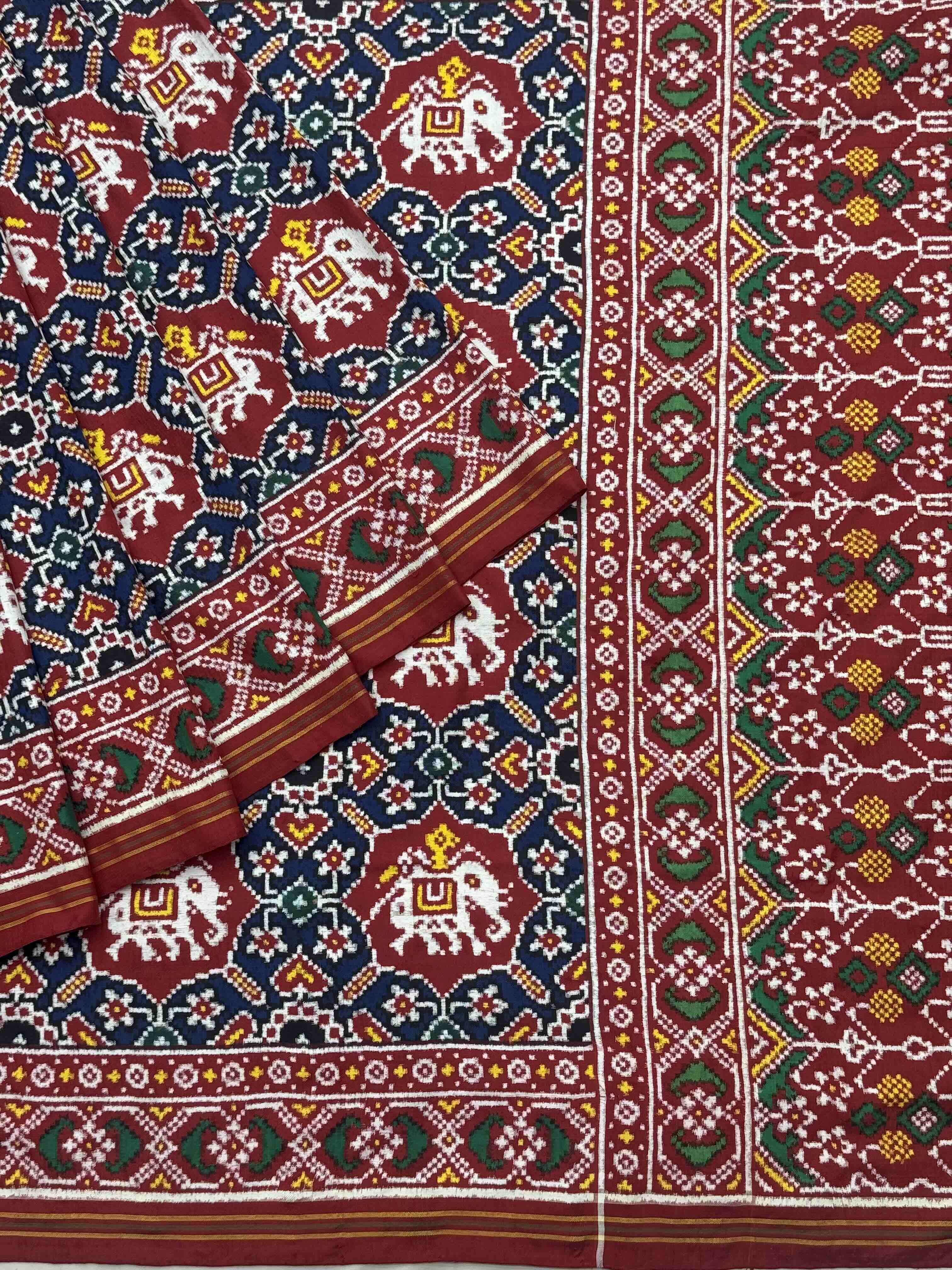 Red & Blue ambadi Hathi Patan patola