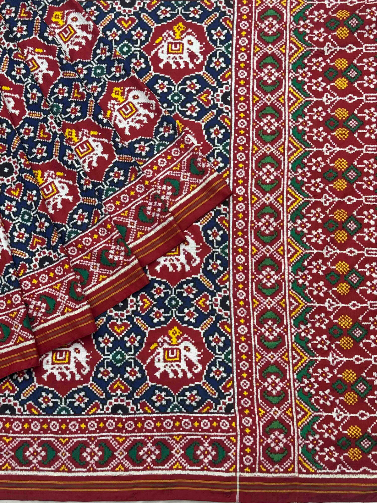 Red & Blue ambadi Hathi Patan patola