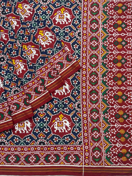 Red & Blue ambadi Hathi Patan patola