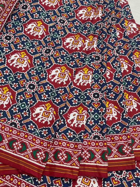 Red & Blue ambadi Hathi Patan patola