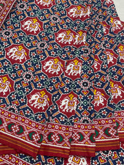Red & Blue ambadi Hathi Patan patola