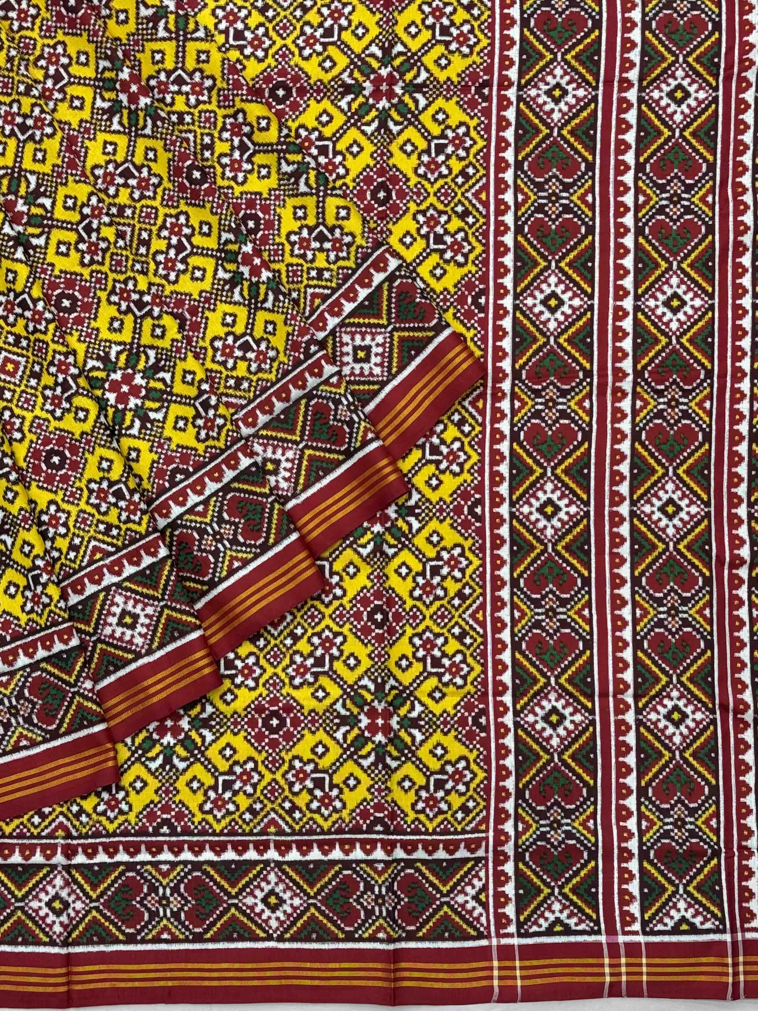 Red & yellow navratan Patan Patola