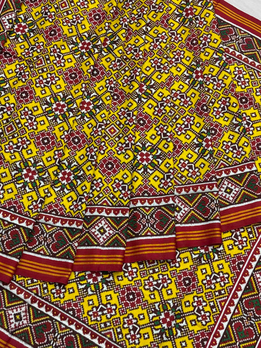 Red & yellow navratan Patan Patola