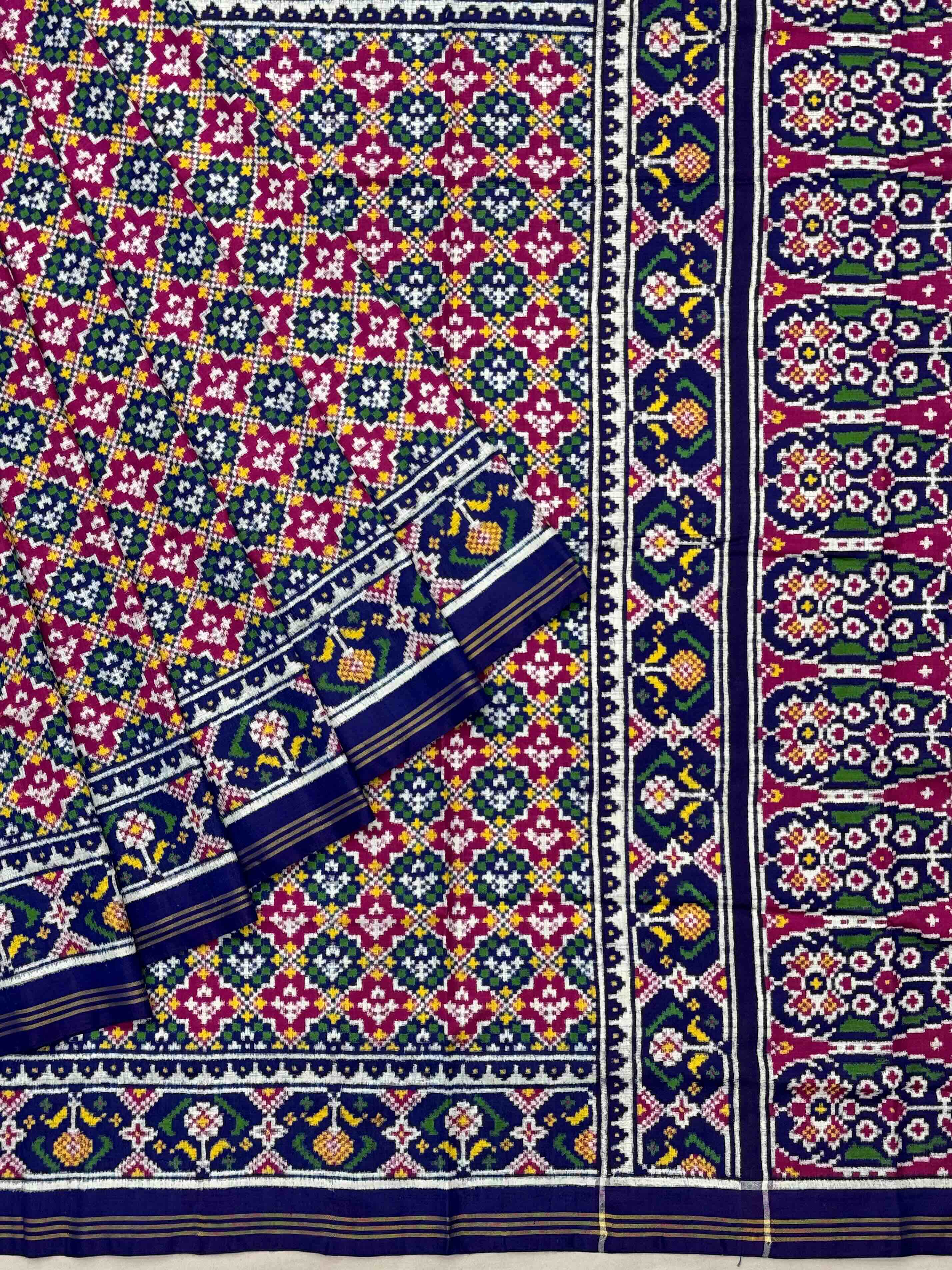 Purple with pink buttonful design patan patola