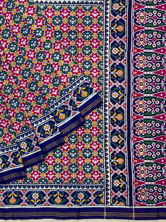 Purple with pink buttonful design patan patola