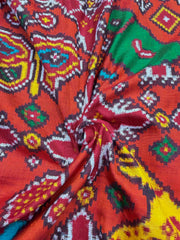 Red and orange big figures in circle Patan Patola Saree