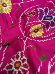 Neon Pink couple bird with Flower Patan Patola