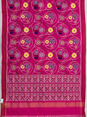 Neon Pink couple bird with Flower Patan Patola