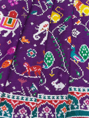 Red & Purple Jungle Figures Patan Patola Saree