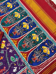 Red & Purple Jungle Figures Patan Patola Saree