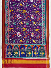 Red & Purple Jungle Figures Patan Patola Saree