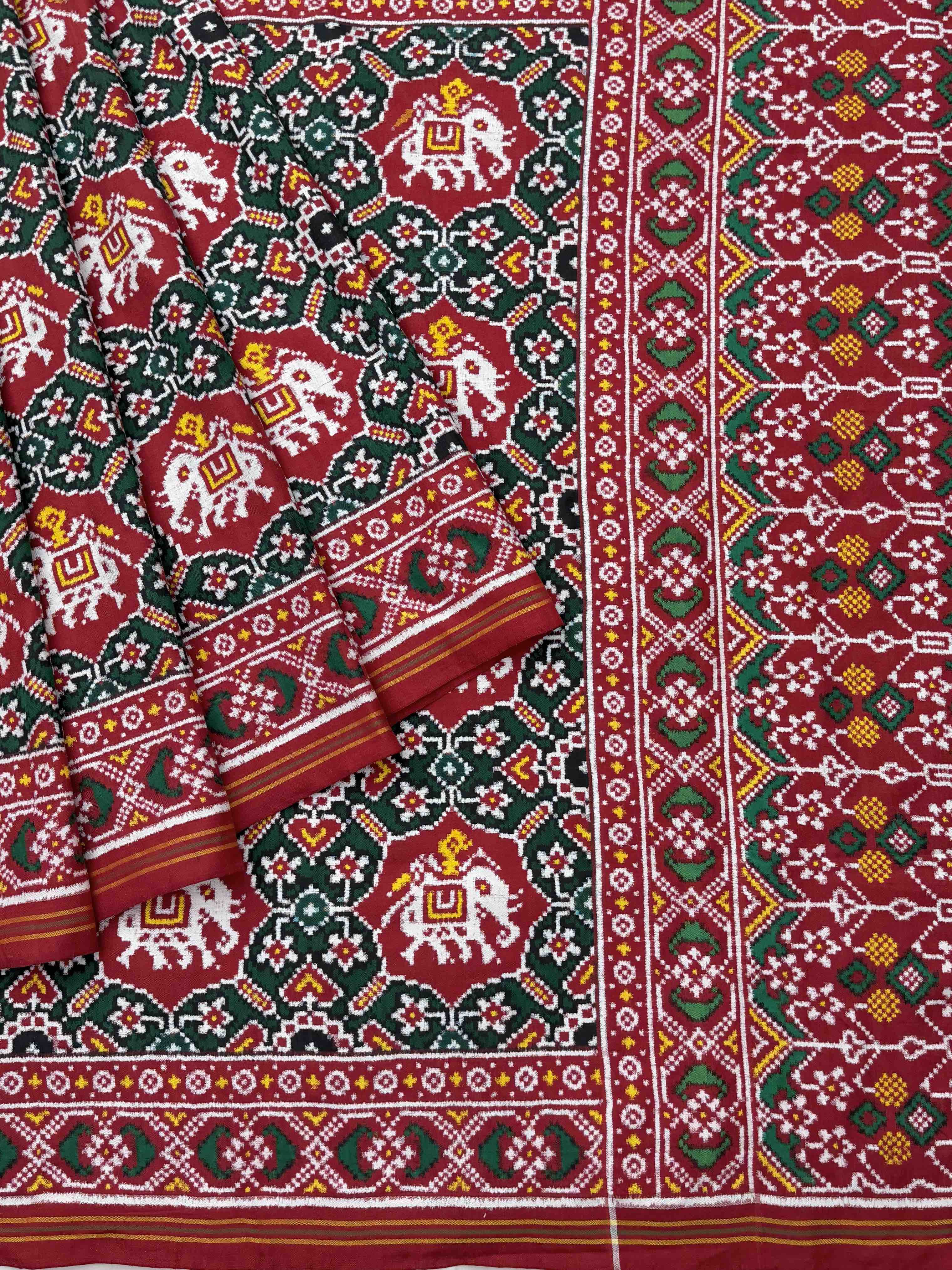 Red & Green Manekchok Hathi Patan Patola