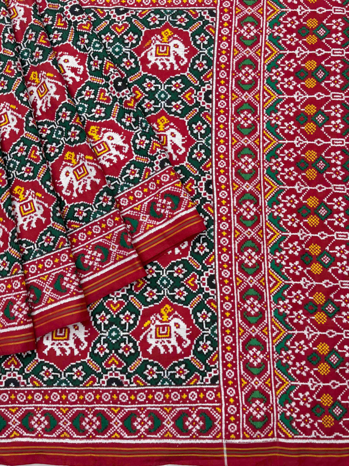 Red & Green Manekchok Hathi Patan Patola
