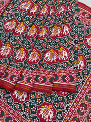 Red & Green Manekchok Hathi Patan Patola