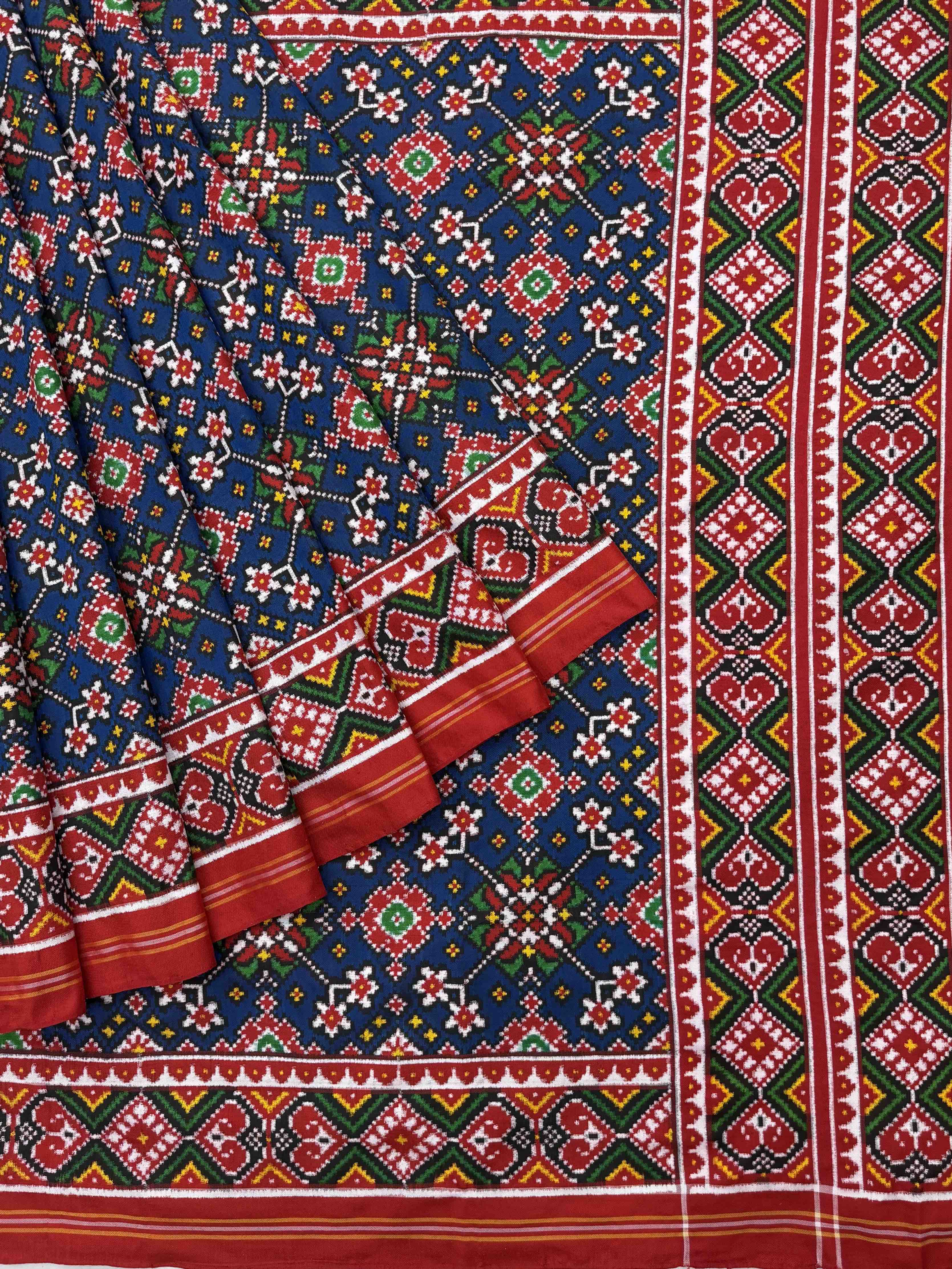 Red & Blue navratan Patan Patola Saree