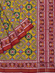red & lemon navratan Patan Patola Saree