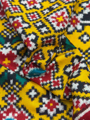 red & lemon navratan Patan Patola Saree