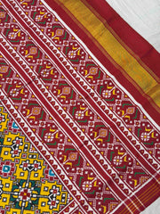 red & lemon navratan Patan Patola Saree