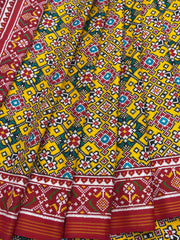 red & lemon navratan Patan Patola Saree