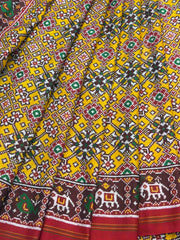 Maroon & Haldi yellow navratan Patan Patola Saree