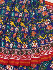 Red & Blue Narikunj with leaves Patan Patola