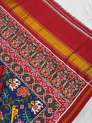 Red & Blue Narikunj with leaves Patan Patola