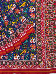 Red & Blue Narikunj with leaves Patan Patola