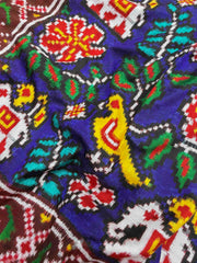 Red & Blue Narikunj with leaves Patan Patola