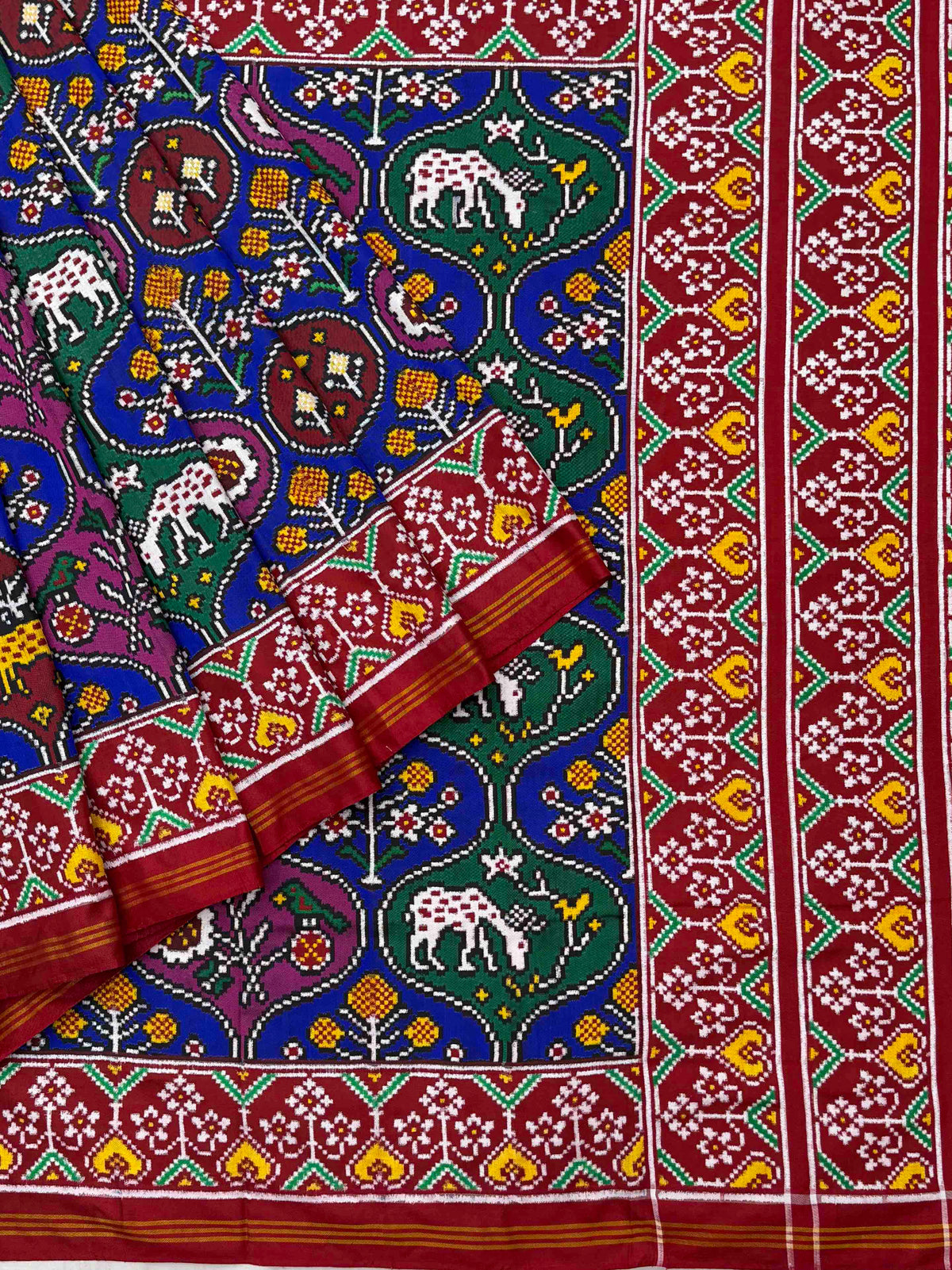 Maroon and multi multicolour Figures Patan Patola Saree