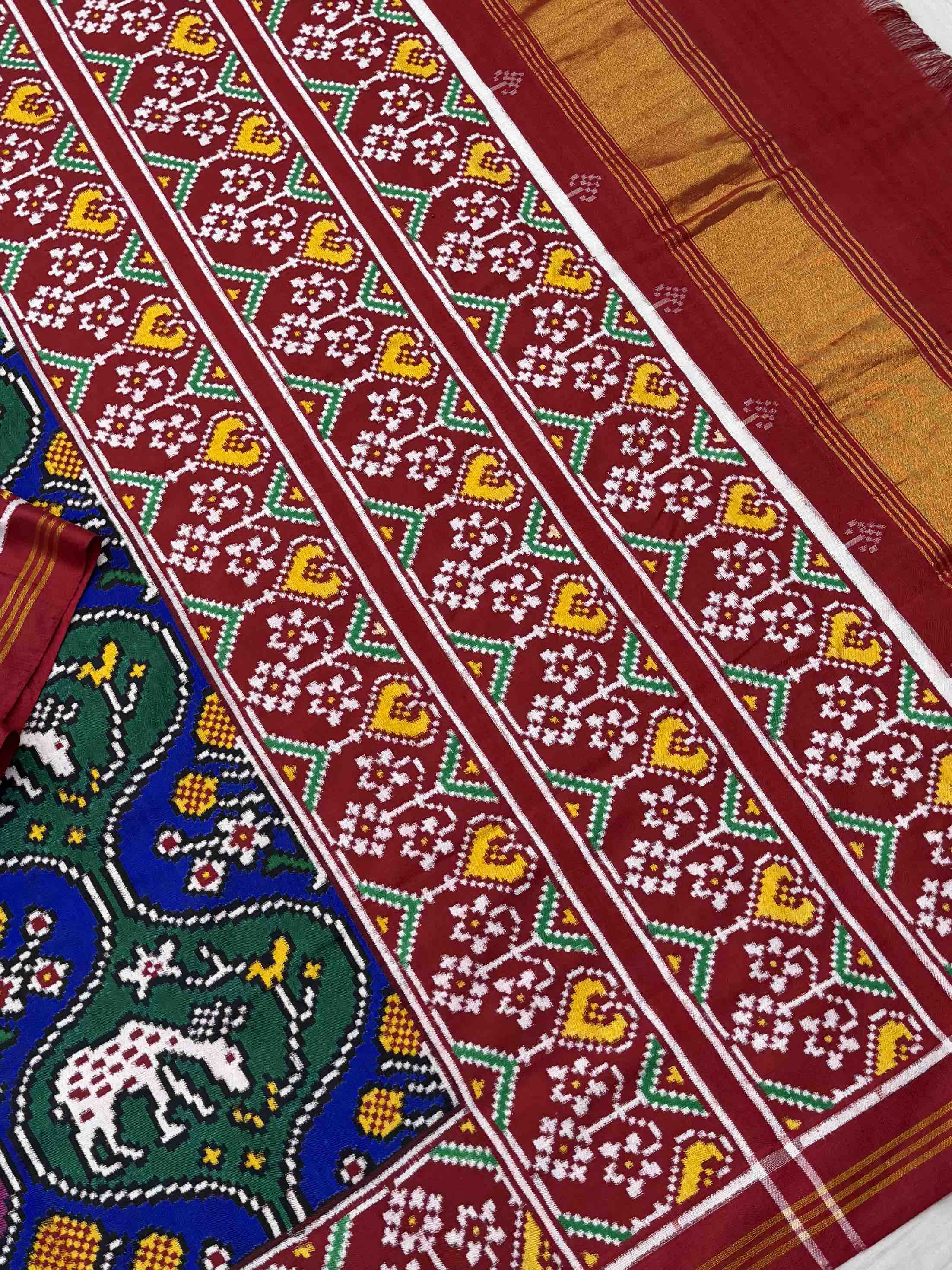 Maroon and multi multicolour Figures Patan Patola Saree