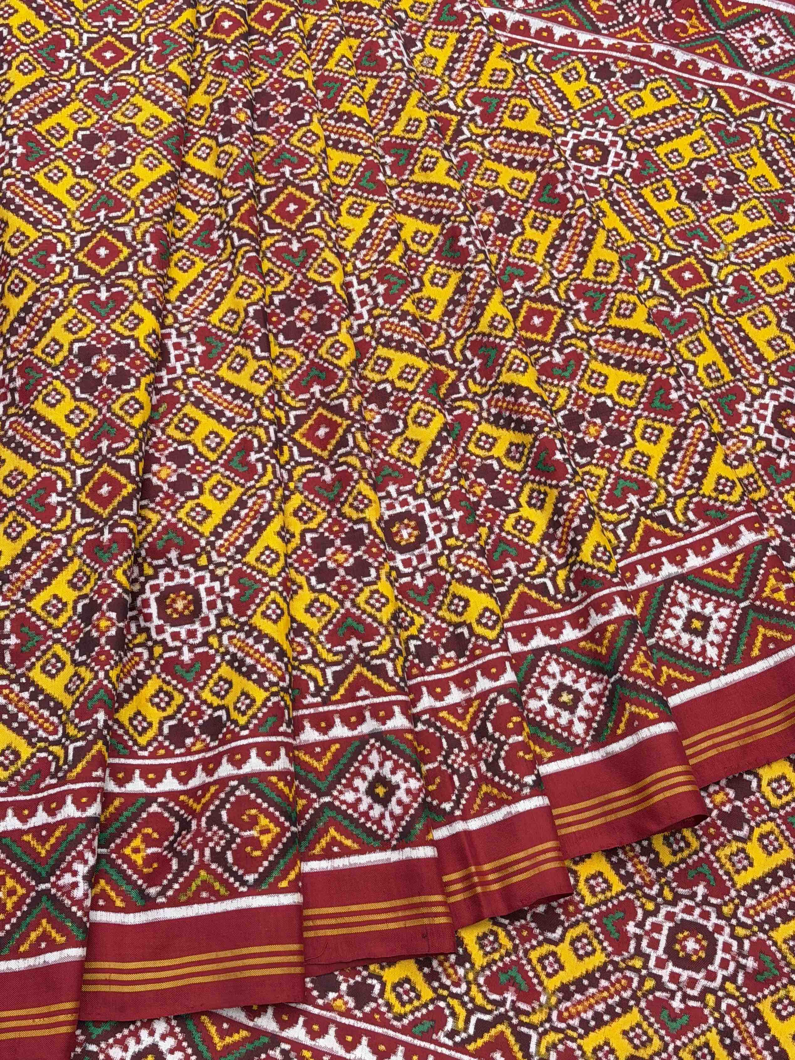 Red & Yellow manekchawk Patan Patola Saree