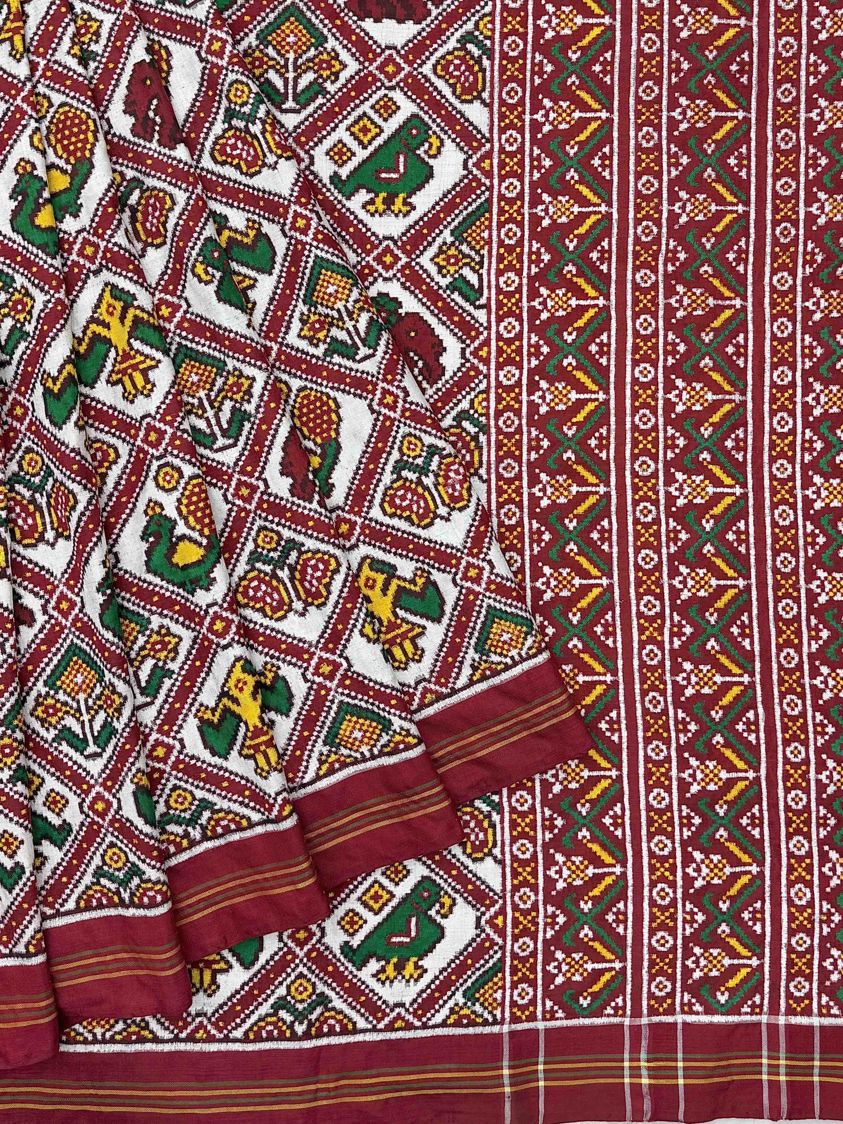 Red & white Narikunj Adtala Patan Patola