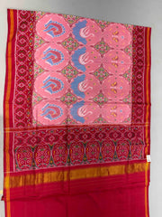 Maroon & light pink Figure design Patola Saree