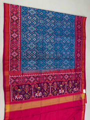 Pink & turquoise Blue Manekchawk Patola Saree