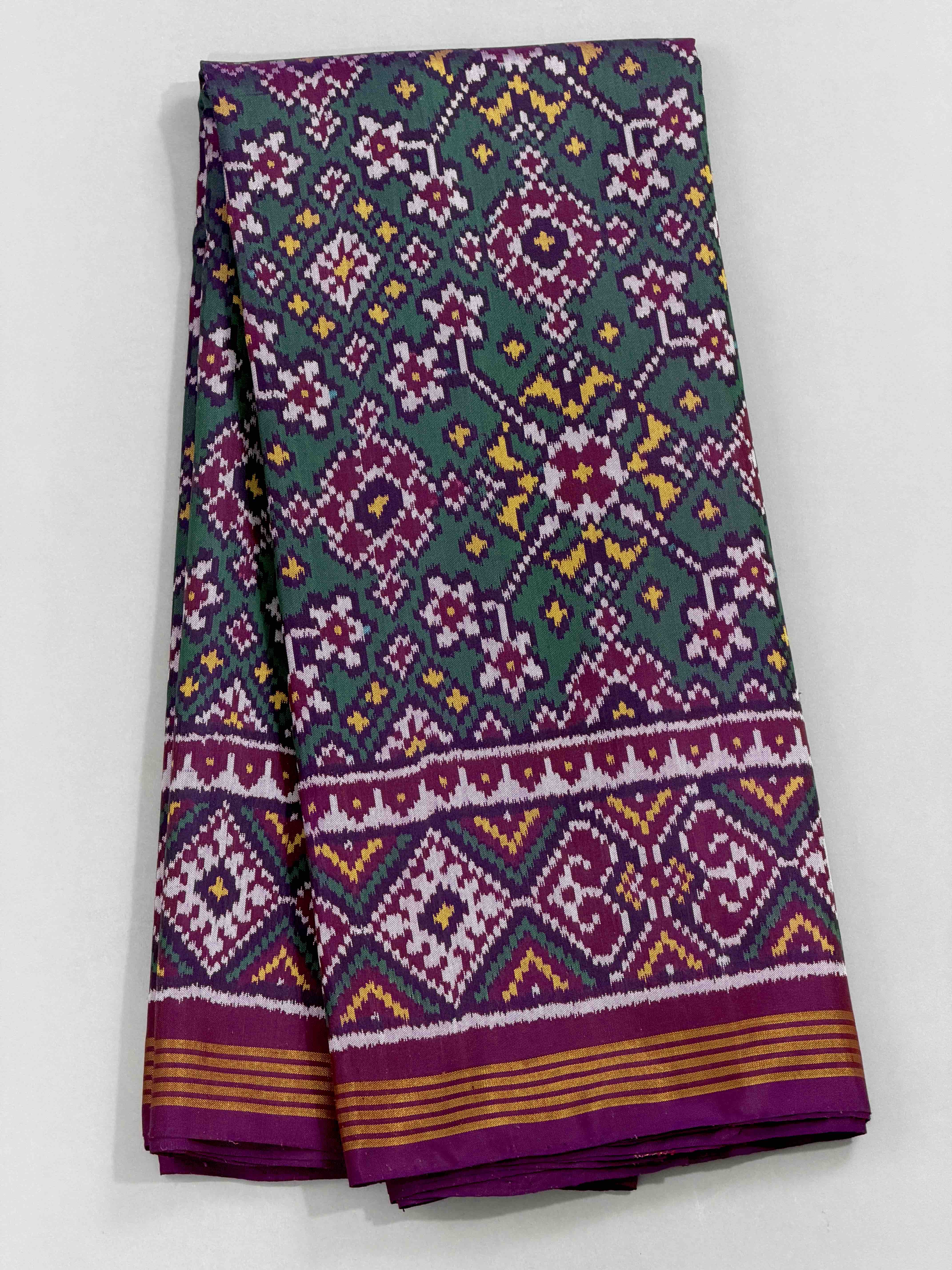 Magenta Pink & Sea Green Navaratan Patola Saree