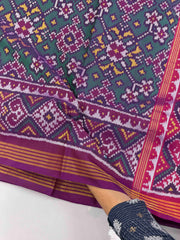 Magenta Pink & Sea Green Navaratan Patola Saree