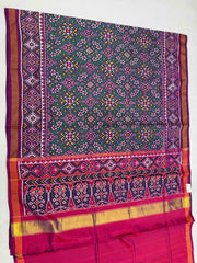 Magenta Pink & Sea Green Navaratan Patola Saree