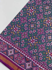 Magenta Pink & Sea Green Navaratan Patola Saree