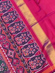 Magenta Pink & Sea Green Navaratan Patola Saree
