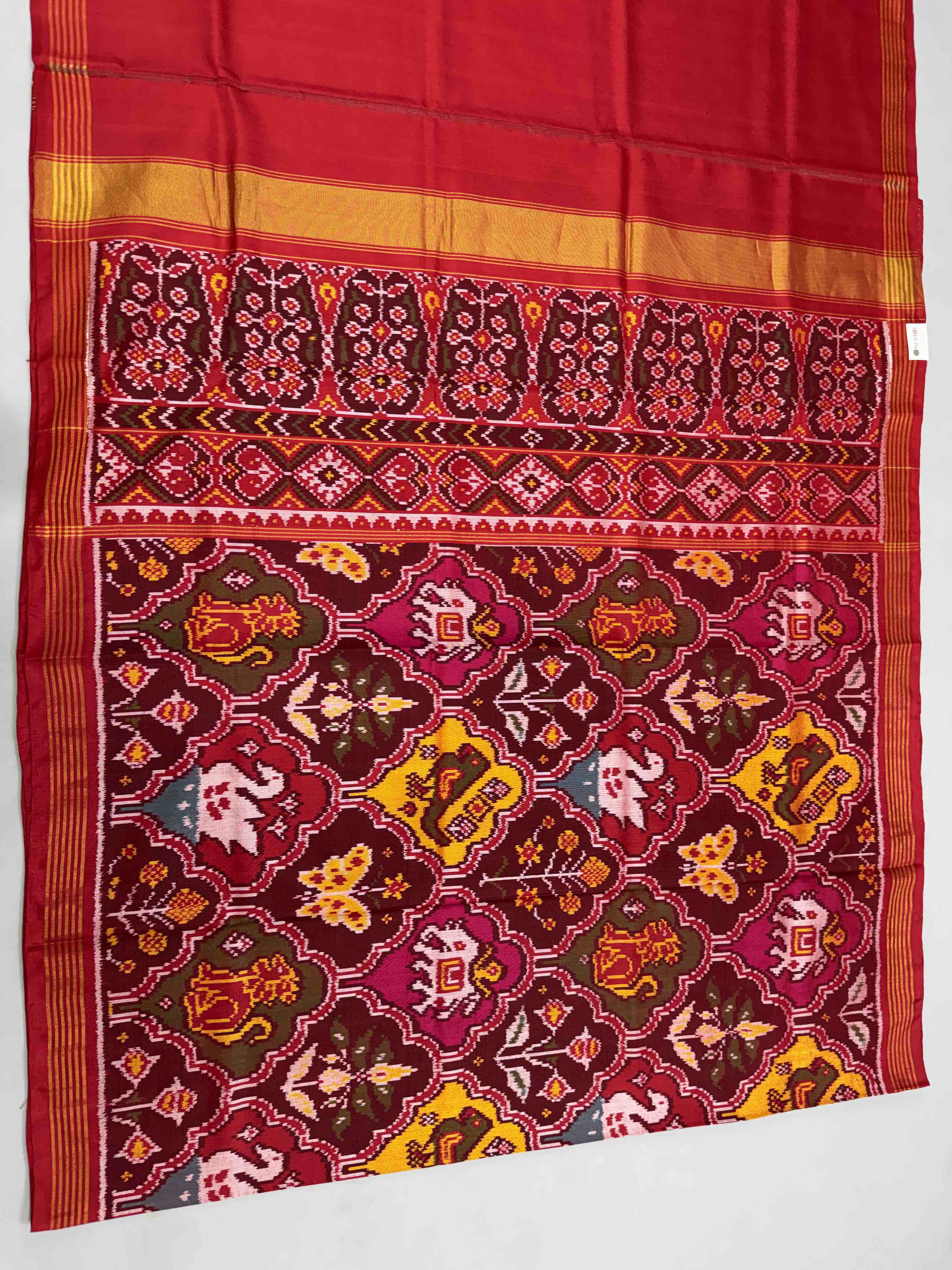 Maroon & mukti figure Patola Saree