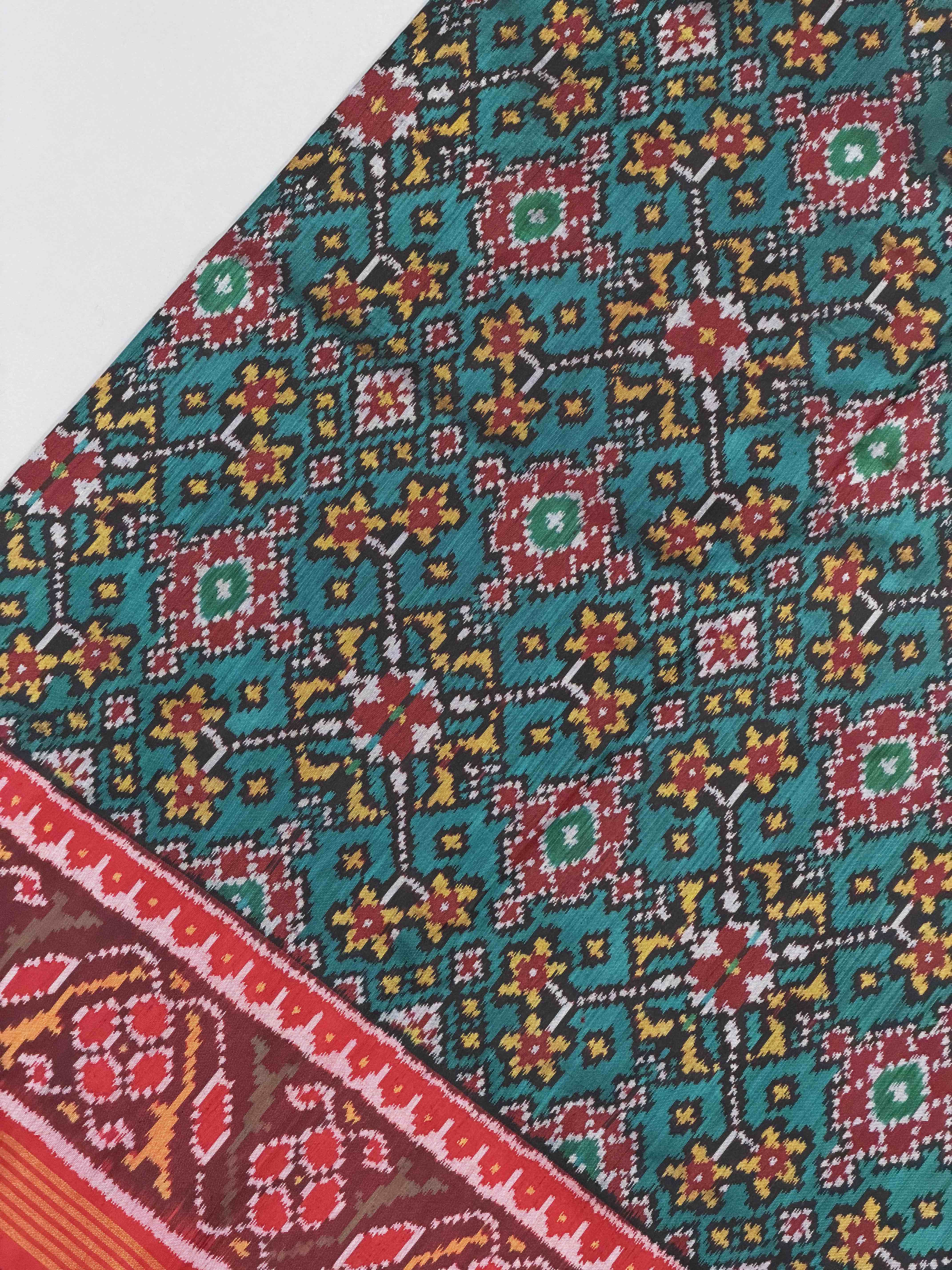 Red & Sea Green Navaratan Patola Saree