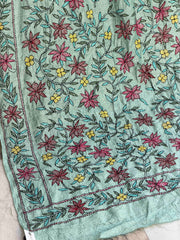Cyan & Rama blue Kantha with Bandhani Fusion Saree